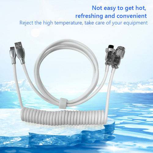 J Cable Usb-c Tipo Aviador Para Teclado Mecánico En Espiral