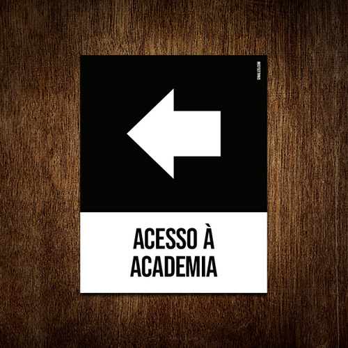 Placa Sinalização Ícone - Acesso À Academia Esquerda 27x35
