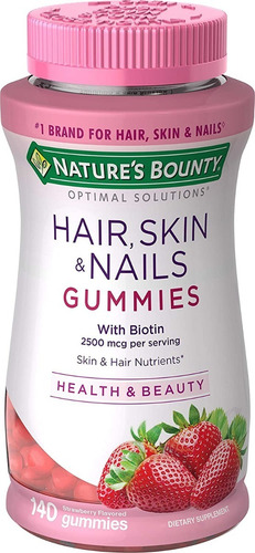 Vitamina Biotina Optimal Solutions Pelo, Piel Y Uñas Gomita
