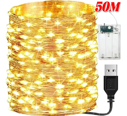 Nueva Cadena De Luces Led De 2/50 M Con Cable De Cobre Con B