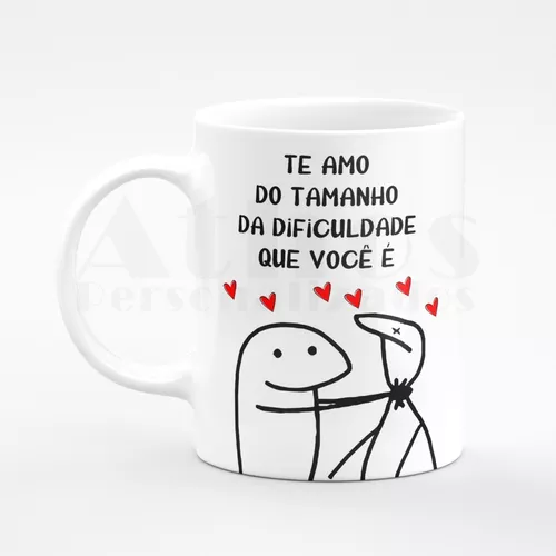 Caneca meme boneco palito te amo mas.