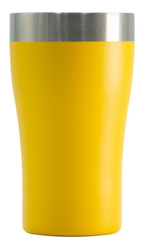 Imagem 4 de 6 de Copo Térmico Arell Com Tampa 500ml Do Brasil Cbf Amarelo