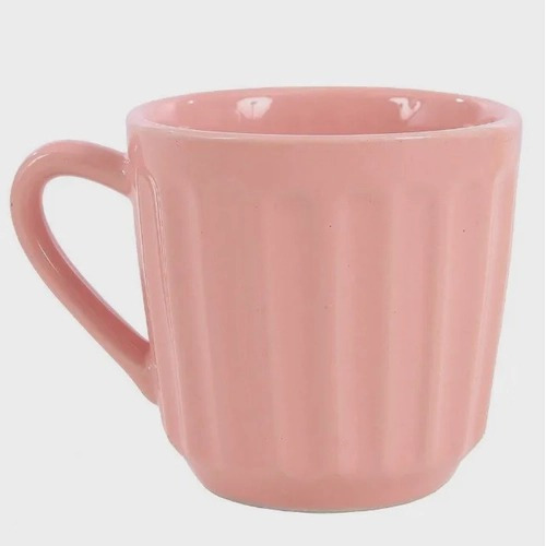 Caneca De Porcelana Canelada Rosa 150ml - 1 Unidade