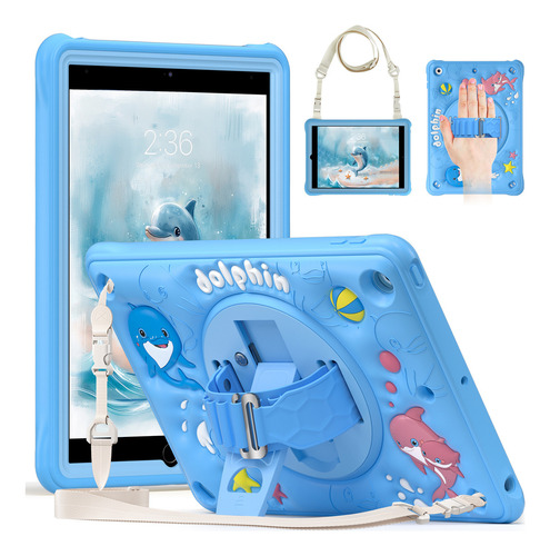 Funda Híbrida Giratoria 360 Con Dibujos Animados Para Ni?os
