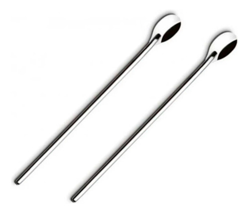 Colher Bailarina Para Suco 30cm Inox Premium Cabo Prateado