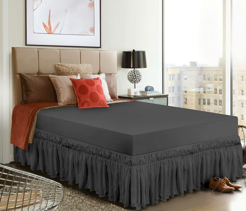 Rodapie Matrimonial Microfibra Tersa Gris Utopia Bedding Gris Liso Matrimonial