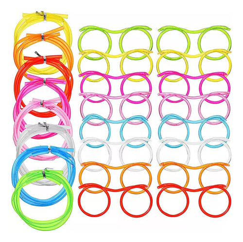 24 Tontas Gafas De Paja Con Pajitas For Fiesta De