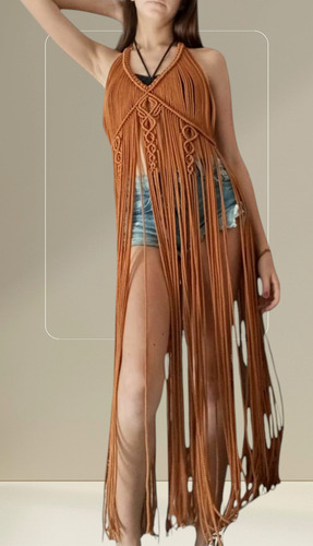 Vestido Mujer Macrame Moda Macrame Unitalla Boho Playa