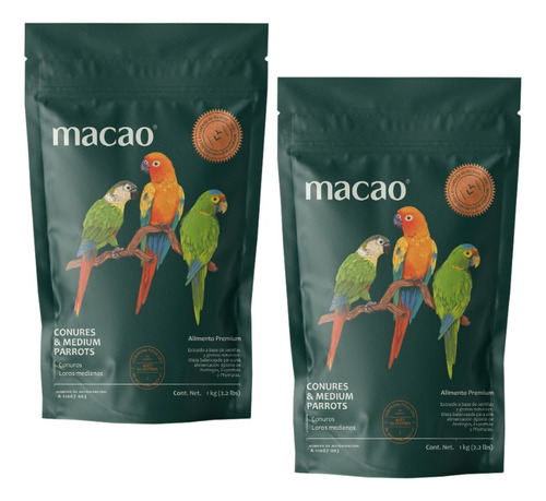 Croqueta Perico Atolero Aratinga Pyrrhura Conuro. Macao 2 Kg