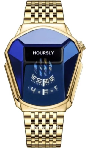 Reloj Cuarzo Hoursly 377 Locomotora Inoxidable Dorado