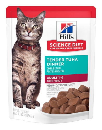 Alimento Hill's Science Diet Comida Para Gato Hill's Science Diet  Envase De 1.8 Kg para gato adulto sabor atún en sobre de 2.8oz