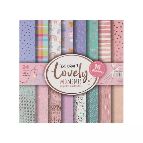 Papel Scrapbooking 24 Hojas 16 Diseños Lovely 30x30cm 160 Gr