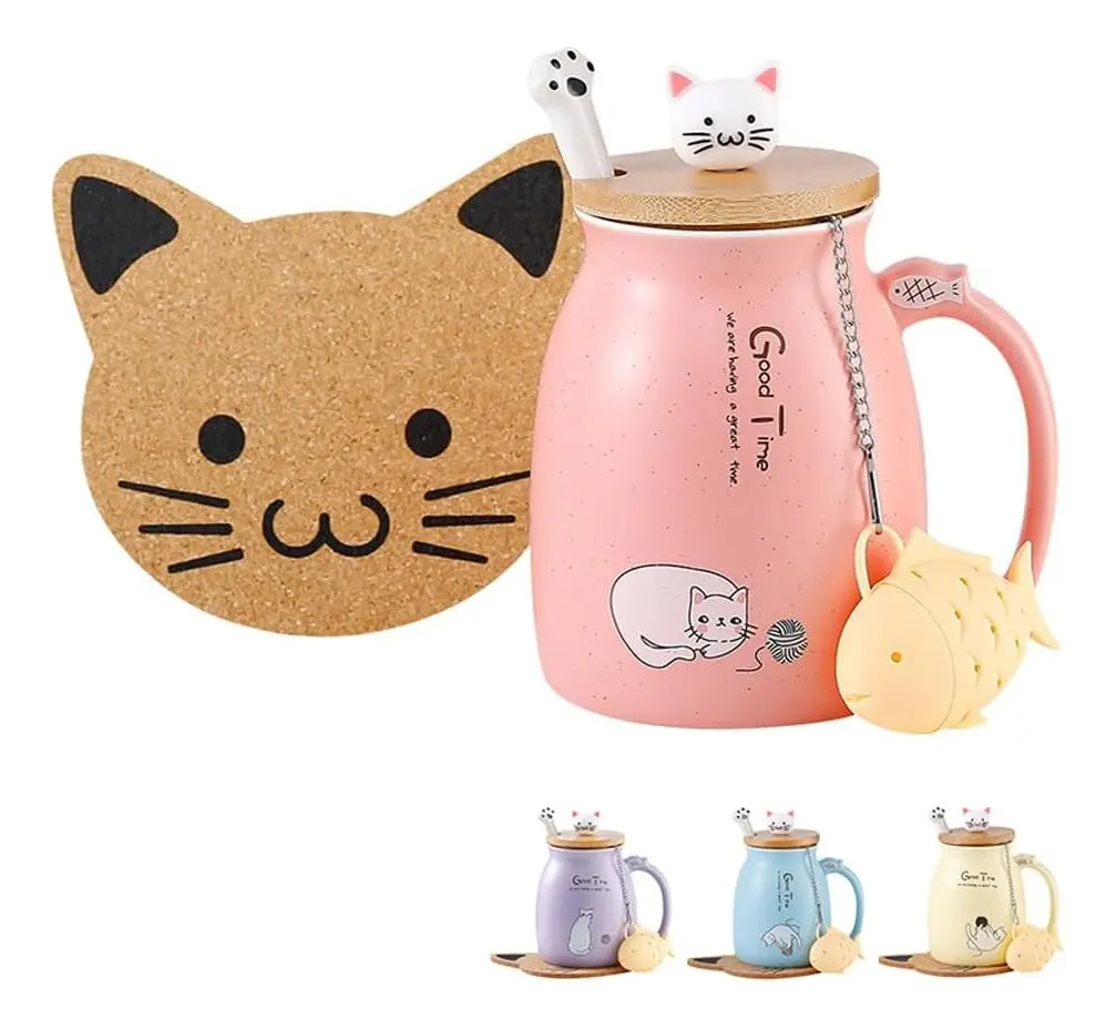 Taza Café Cerámica Gato Para Mujer Niñas Cumpleaños Rosa