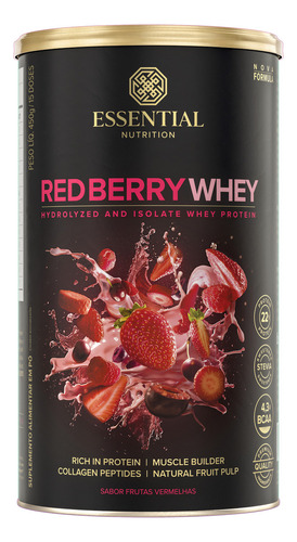 Red Berry Whey Essential Nutrition 450g Frutas Vermelhas