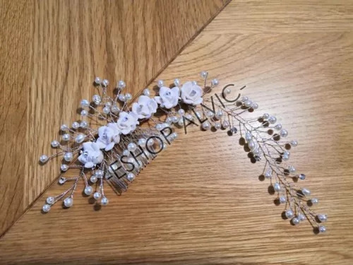 Tiara Tocado De Novia Con Flores - Con Peine