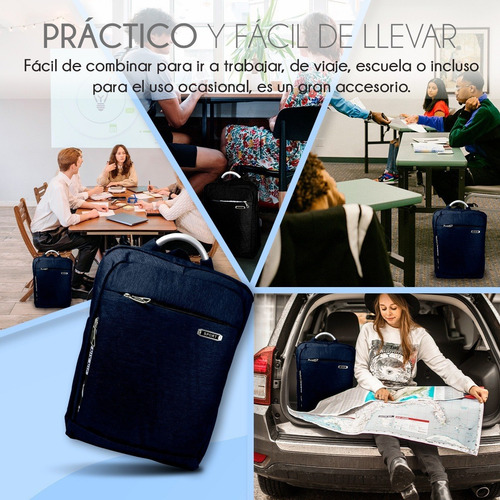 Mochila Impermeable Laptop Puerto Usb Escolar Portátil Viaje Color Azul marino Diseño de la tela Liso