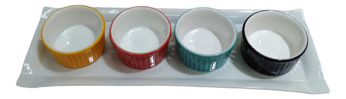 Set Salsero En Cerámica 40cm X 14cm C/4 Ramikin !oferta! 