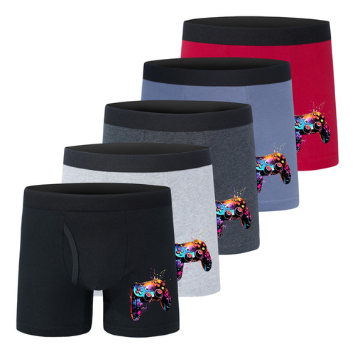 Calzoncillos Bóxer Para Niños, Estampado De Juegos, Algodón