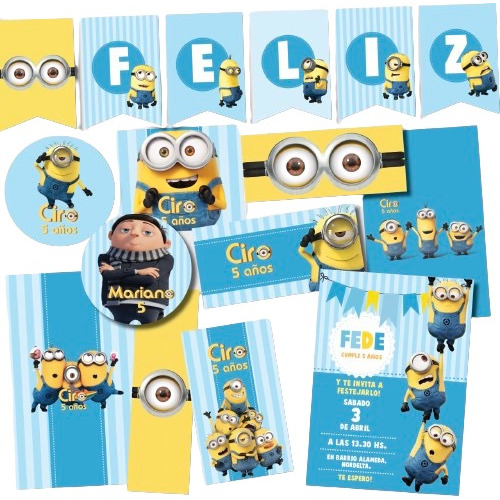 Kit Imprimible Personalizado Minions Candy Deco Invitacion