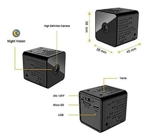 Imagen 4 de 5 de Camara Hd 1080p Mini Usb Ac Adaptador Espia Wifi App