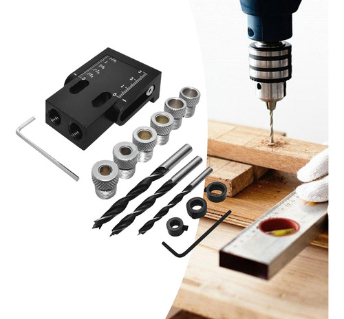 F Juego De Sistema Pocket Hole Jig Drill Hole, 15 Piezas,