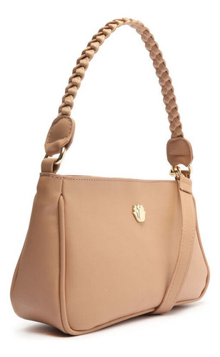 Imagem 2 de 6 de Bolsa Feminina Pequena De Ombro Alça Trançada Nude -my Shoes