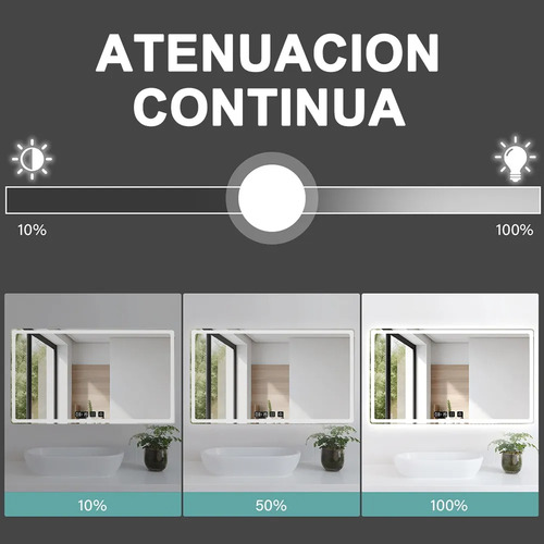Espejo Led Baño Touch 3 Modo Con Función Antivaho 80*60cm Ma