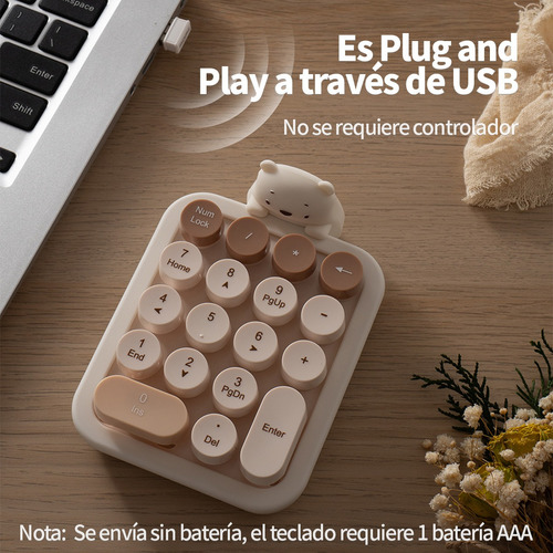 Teclado Numérico Mofii 052 Little Bear En Té Con Leche