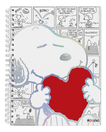 Cuaderno Mooving A4 Tapa Dura Espiralado X 96 Hojas Snoopy Color Snoopy Corazón