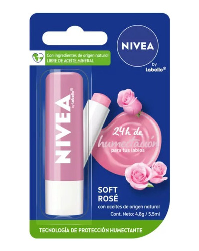 Nivea Humectaciòn 24 H Labial Soft Rose X 4,8 Gr