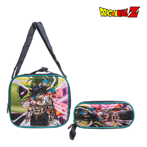 Mochila Escolar Infantil Dragon Ball Costas Lancheira+estojo Cor Azul