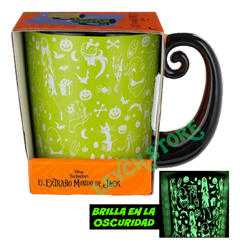 Taza Jack Extraño Mundo Brilla En La Oscuridad Halloween