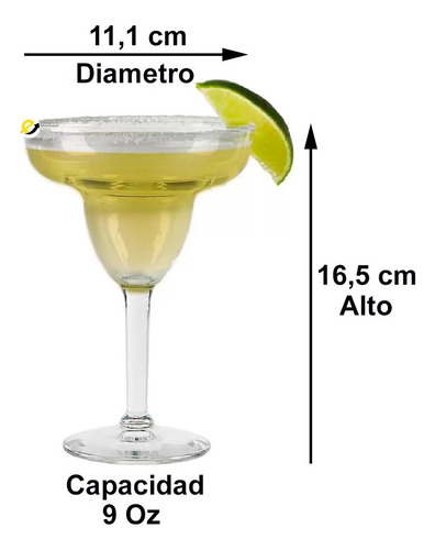 Copa Margarita De Vidrio 266 Ml Cristar 6 Piezas Color Trans Transparente