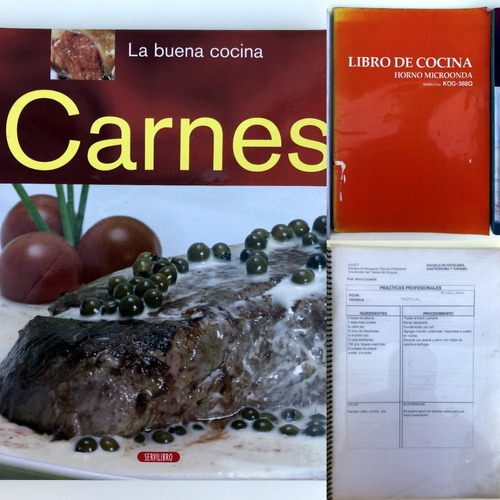 3 Libros De Cocina (carnes + Microondas + Recetas)