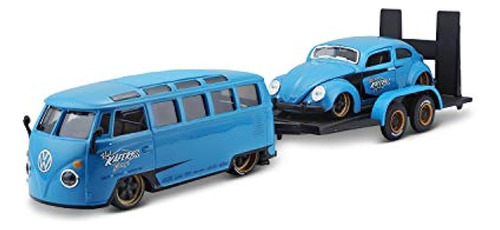 Maisto 1:24 Diseño Exótico Vw Van Samba/beetle - Azul