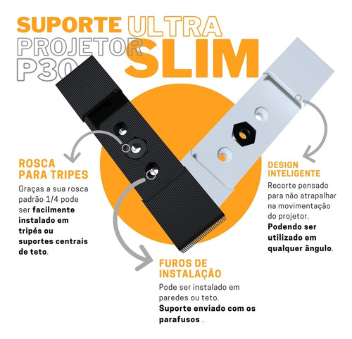 Suporte De Teto Parede Tripé Compatível Projetor Hongtop P30 Cor Preto