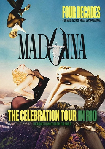 Pôster  - Madonn.a  Tour In Rio Copacabana -   33 Cm X 48 Cm