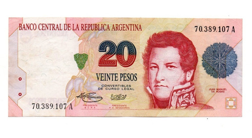 Billete Argentina 20 Pesos Convertibles 1º Dis. Bottero 3057