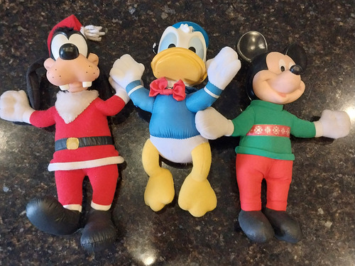 3 Muñeco Disney Mickey Goofy Donald Usado Bueno Peluche