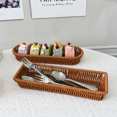 Cesta De Pan De Mimbre Tejida A Mano Para Servir Alimentos E