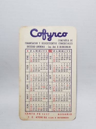 Imagen 2 de 5 de Antiguo Almanaque Bolsillo Cofyrco 1962 Finanza Mag 58264