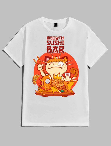 Remera Unisex Meowth Sushi