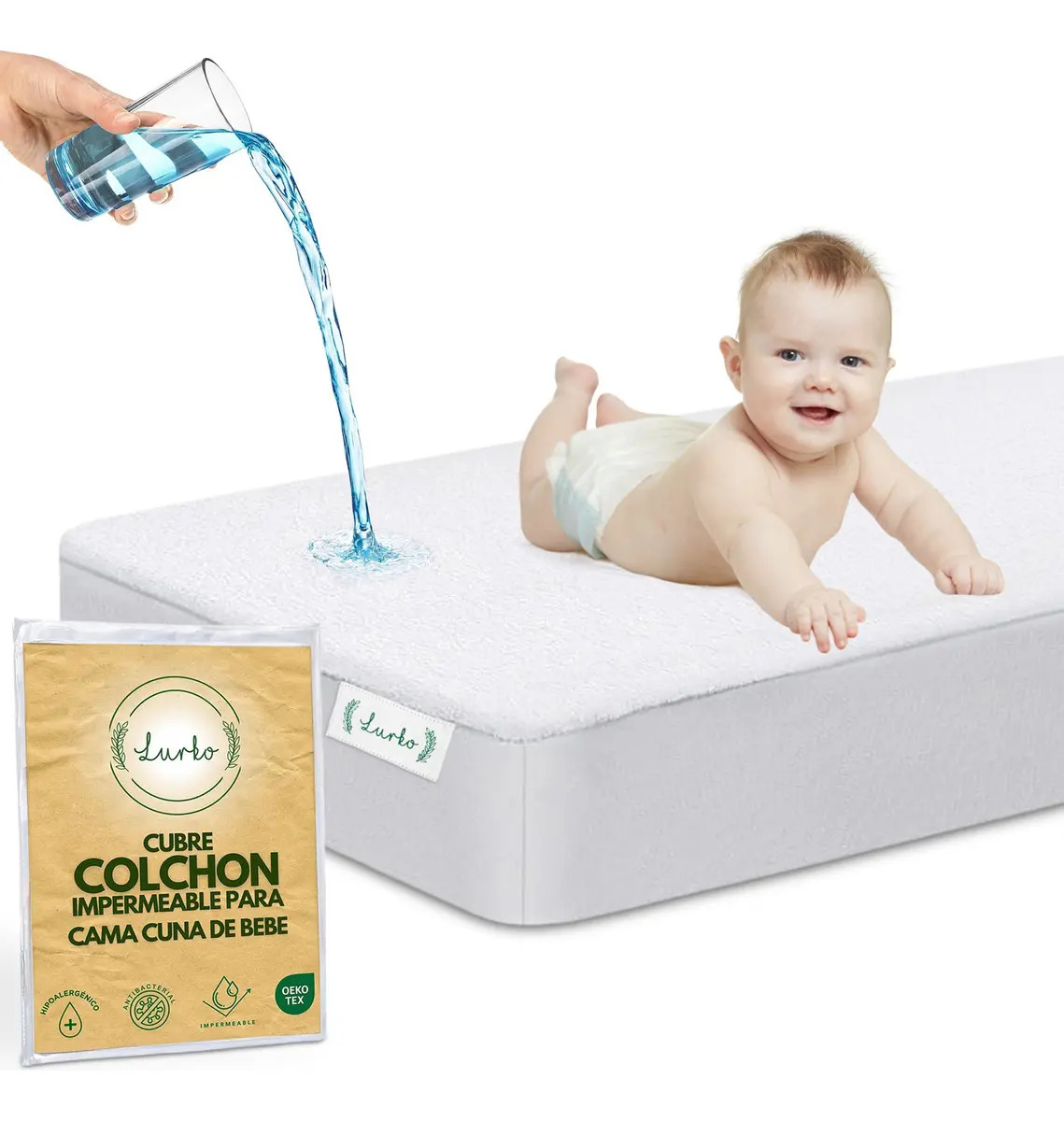 Protector Impermeable De Colchón 50x90 Protector De Cuna Color Blanco Colecho