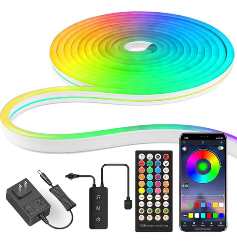 Tira Led Luces Neón Ip68 Flex App Bluetooth 5m Para Hogar