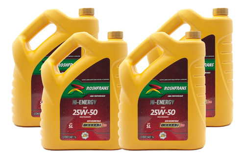 Aceite De Motor Roshfrans 25w50 5 Litros Caja Con 4 Garrafas