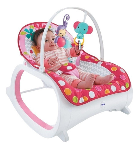 Silla Mecedora Vibradora Musical Antireflujo Para Bebe Gorda Color Rosa Fiesta