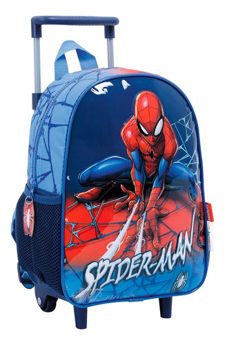 Mochila Spiderman Marvel Con Rueditas Azul Febo