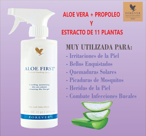 Aloe Vera First Spray - Picaduras, Quemadura Solar, Depilado