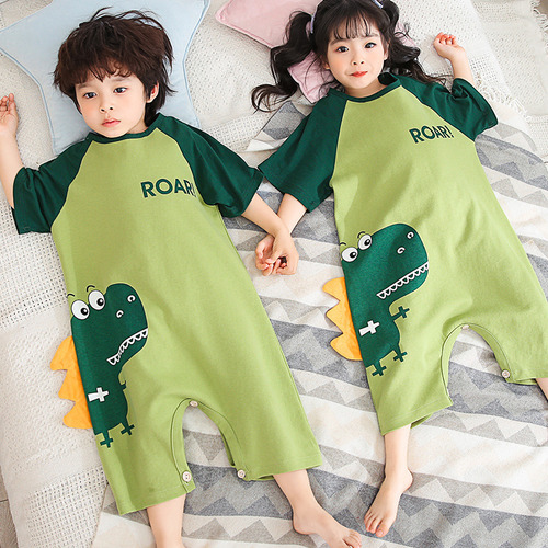 Pijama Infantil De Manga Corta De Algodón Puro De Una Sola P