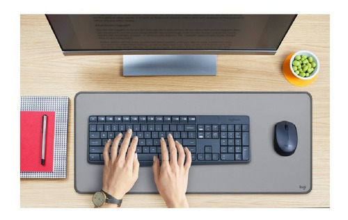 Kit de teclado y mouse inalámbrico Logitech MK235 Español de color Gris Grafito